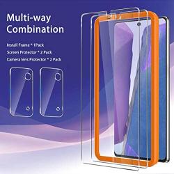 [ 4 Pack ] UniqueMe 2 Pack Screen Protector + 2 Pack Camera Lens Protector Tempered Glass for Samsung Galaxy Note 20,[Ultrasonic Fingerprint Compatible][Case Friendly] [Alignment Frame Easy Installation] HD Clear Anti-Scratch Film