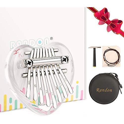 Randon Mini Kalimba, 8 Keys Finger Thumb Piano Builts-in EVA High-performance Protective Box, Special Gift for Kids, Adults and Beginners.(Love-8)