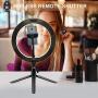 LED Ring Light - 10" Selfie Ring Light with Tripod Stand & Cell Phone Holder for Live Stream/Makeup, Dimmable Led Camera Beuty Ringlight for YouTube Video/Photography Compatible for iPhone and Android