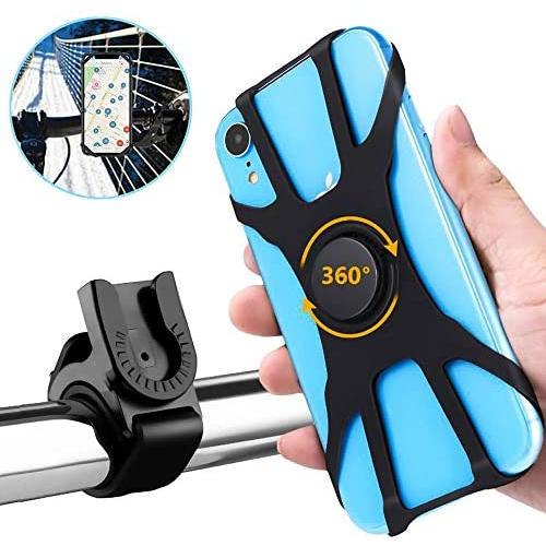 Detachable Bike Phone Mount, 360° Rotatable Adjustable Silicone Bicycle Phone Holder Fits for iPhone & Other 4.0"- 6.5" Phones, Universal Bike Handlebar Mount Cycling Cell Phone Cradle