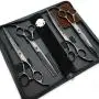 7.0in Titanium Professional Dog Grooming Scissors Set,Straight & Thinning & Curved Scissors 4pcs Set for Dog Grooming (Bright Black) 7.0in Titanium Professional Dog Grooming Scissors Set,Straight & Thinning & Curved Scissors 4pcs Set for Dog Grooming (Bright Black)