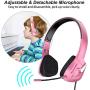 VersionTECH. Stereo Gaming Headset for Kids Teenagers Girls Boys, Foldable On Ear Headphone Earphones with Detachable Microphone, 85dB Volume Limited for PC, PS4, Xbox 1, NS, Tablet, Cellphones(Pink)
