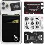 Double Pocket Gecko Phone Wallet - Smartphone Adhesive Card Holder - Cell Phone Pouch - Mobile Stick on Lycra Pocket by Gecko - Carry Credit Cards and Cash – (Black-White)