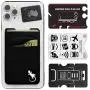 Double Pocket Gecko Phone Wallet - Smartphone Adhesive Card Holder - Cell Phone Pouch - Mobile Stick on Lycra Pocket by Gecko - Carry Credit Cards and Cash – (Black-White)