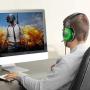Pacrate Gaming Headset with Microphone for PS4 PC Xbox One Headset Stereo Surround Sound Intense Bass Headphone with LED Light Noice Cancelling for Computer Laptop Mac (Black Green)