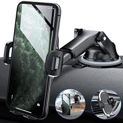 Amwanan Car Phone Mount, One-Touch Cell Phone Holder for Dashboard, Windshield and Air Vent with Suction Pad Compatible with iPhone, Samsung, LG, Google and Other Smartphones