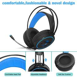 Gaming Headset with Mic and Changeable LED Light for Laptop Computer, Cellphone, PS4 and so on, DLAND 3.5mm Wired Noise Isolations Gaming Headphones- Volume Control.