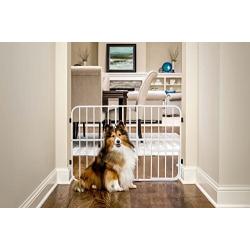 Carlson Pet Products Tuffy Metal Expandable Pet Gate, Includes Small Pet Door, 24 x 26-42 inch, Beige, Model:0624 DS