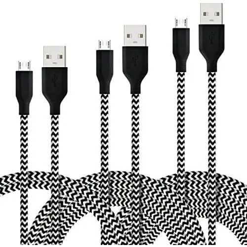 Fasgear Micro USB Cables, 3 Pack-3ft,6ft,10ft Quick Charge USB 2.0 to Micro USB Charger Braided Compatible for Galaxy S7 Edge S6, HTC, LG, Android Smartphone, PS4, Fire Kindle and More (Black) Fasgear Micro USB Cables, 3 Pack-3ft,6ft,10ft Quick Charge USB 2.0 to Micro USB Charger Braided Compatible for Galaxy S7 Edge S6, HTC, LG, Android Smartphone, PS4, Fire Kindle and More (Black)