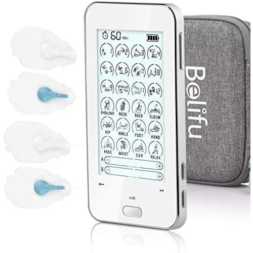 Tens Unit Electro EMS Muscle Stimulator for Pain Relief, Touch Screen Dual Channels with Independent 24 Modes, Rechargeable Pulse Massager with10 Electrodes Pads for Neck Back Arms Chronic Pain