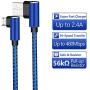 Micro USB Cable Android Charger - [2-Pack 10FT] 90 Degree Right Angle Nylon-Braided Fast Sync & Charging Cord Compatible with Galaxy, Kindle, Nexus, LG, Xbox, PS4, Smartphones & More(Blue)