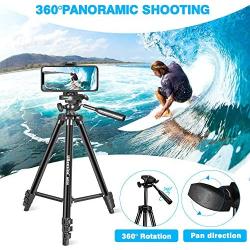 UBeesize 60” Phone Tripod with Carry Bag & Cell Phone Mount Holder for Live Streaming, Extendable Travel Lightweight Tripod Stand with Smartphone Bluetooth Remote, Compatible with iOS/Android