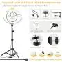 10.2 Selfie Ring Light with Tripod Stand & Phone Holder - Upgraded Dimmable Camera Ring Light with Mirror for TikTok/YouTube/Live Stream/Makeup/Photography Compatible with iPhone Android