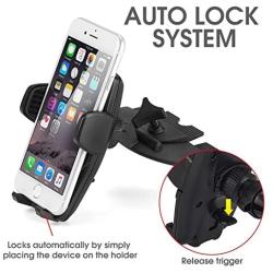 iKross Touch-Lock Universal CD Insert Slot Smartphone Cradle Mount Stand Phone Holder for iPhone X, 8 Plus, 8 iPhone 7, 7 Plus, Samsung Galaxy Note 8, Galaxy S8, S8+ and More