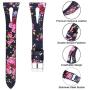 Sankel Leather Strap Compatible for Samsung Galaxy Watch 3 41mm/Active 2 Bands,Women 20mm Slim Leather Wristband Replacement for Galaxy Watch Active 40mm/Galaxy Watch 42mm/Gear Sport(Black/Floral)