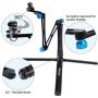 Smatree 3 Way Foldable Pole/Monopod Compatible for GoPro MAX/Hero 8/7/6/5/4/3 Plus/2018,Logitech Webcam C925e C922x,DJI OSMO