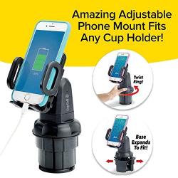 Official As Seen On TV Cup Call Cup Holder Phone Mount for Car by BulbHead - Adjustable Cell Phone Holder Fits Any Phone in Any Cup Holder - Rotates 360°, Tilts & Moves Left or Right