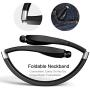 Bluetooth Headphones Wireless Neckband Headset - Sweatproof Foldable Earphones with Mic, Retractable Earbud and 16 Hours Play Time for iPhone Android Cellphone Tablets TV