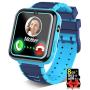 Kids Game Smart Watch for Boys Girls SmartWatch Phone with 7 Intelligent Games 8GB Micro SD Card SOS Alarm Timer 12/24 Hr Music MP3 Player for 4-12 Years Old Students Children Birthday Gift (3.Blue)