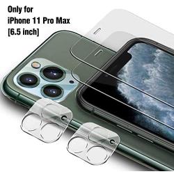 Ferilinso [4 Pack] Screen Protector for iPhone 11 Pro Max with 2 Pack Camera Lens Protector, 2 Pack Tempered Glass Film for iPhone 11 Pro Max 6.5 Inch