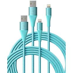 iPhone Charger 6ft 2 Pack, Xcentz Apple MFi Certified Lightning Cable Nylon Braided High-Speed Data Sync Cord with Metal Connector for iPhone 11/11 Pro/Pro max/X/XS/XR/XS Max, iPad Mini/Air, Blue