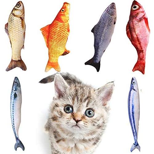 Coppthinktu 6PCS Interactive Cat Toy, Catnip Toys Realistic Plush Simulation Fish Cat Toy, Funny Interactive Pets Pillow, Chew Bite Kick Supplies Catnip Fish Cat Toys for Cat, Kitty, Kitten