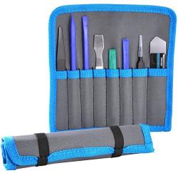 Professional Opening Pry Tool Repair Kit with Non-Abrasive Nylon Spudgers and Anti-Static Tweezers, 8 Piece Set