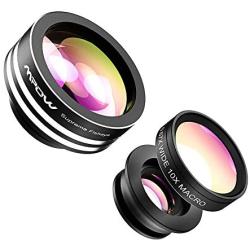 3 in 1 Clip-On 180 Degree Supreme Fisheye Lens, 0.67X Wide Angle Lens, 10X Macro Lens Kit for iPhone 6/ 6S/6Plus, iOS &Android Smartphones