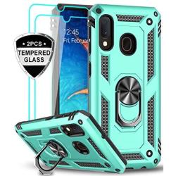 LeYi Samsung Galaxy A20/ A30 Case (Not Fit A20S) with Tempered Glass Screen Protector, [Military Grade] Magnetic Car Mount Kickstand Defender Protective Cover Phone Case for Samsung A20/ A30, Mint