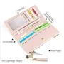 Wallets for Women Leather Cell Phone Case Holster Bag Long Slim Credit Card Holder Cute Minimalist Coin Purse Thin Large Capacity Zip Clutch Handbag Wallet for Girls Ladies (Gray)