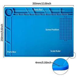 Kaisi S-140 Magnetic Insulation Silicone Soldering Mat Magnetic Repair Mat, Heat Resistant Work Mat 932°F for Repair Electronics, Phone, Soldering Iron, Gun, BGA, Workbench, Size: 13.8 x 9.8 inch