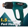 Heat Gun Dual Temperature Settings, PRULDE N2190 1500W Hot Air Gun 800°F - 1112°F, Overload Protection with 4 Metal Nozzle Attachments for Shrink Wrapping/Tubing, Paint Removal