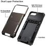 Vofolen for iPhone 6s Case iPhone 8 Wallet iPhone SE 2020 Case Credit Card Holder ID Slot Pocket Dual Layer Protective Bumper Rugged TPU Rubber Armor Hard Shell Cover for iPhone 6 6s 7 8 SE2 Gun Color