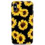 J.west iPhone Xs Case Vintage Flower Floral, Cute Yellow Sunflowers Black Soft Cover for Girls/Women Sturdy Flexible Slim fit Fashion Design Pattern Drop Protective Case for iPhone X/XS