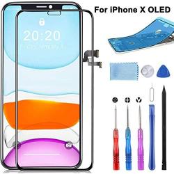 YPLANG Screen Replacement for iPhone X Screen Replacement OLED [NOT LCD] Display 3D Touch Digitizer Frame Assembly Full Repair Kit