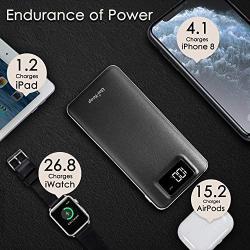 Uni-Yeap 11000mAh Battery Charger Power Bank with High Speed and Flashlight with LCD Screen Compatible for iPhone 11 Xs Xr X 8 7 6s 6 iPad Samsung Galaxy and All Smart Phone (Black)