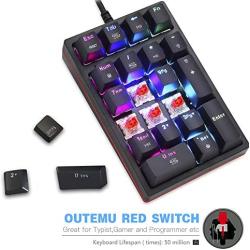 MOTOSPEED Mechanical Numeric Keypad USB Wired 21 Keys Mini Numpad Portable Keypad RGB Backlight Gaming Keypad Extended Layout for Cashier