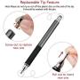 Capacitive Stylus Pen-Dinines Fine Point Stylus Touch Screen Pens for All Capacitive Cell Phones, Tablets, Laptops Bundle with 6 Replacement Tips (2 Pcs, Black/Rose)