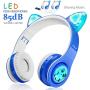 WOICE Wireless Bluetooth Kids Headphones, LED Flashing Lights, Music Sharing Function, 85db Volume Limited, Over-Ear and Build-in Mic Wireless/Wired Children Headphones for Boys Girls (Blue)