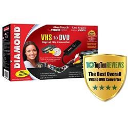 Diamond VC500 USB 2.0 One Touch VHS to DVD Video Capture Device with Easy to use Software, Convert, Edit and Save to Digital Files For Win7, Win8 and Win10