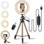 10.2" Selfie LED Ring Light with Adjustable Tripod Stand & Phone Holder for iPhone Samsung Android,Remote Control Ringlight Beauty Lamp for Makeup/Live Stream/Photography/YouTube/TikTok/Shoot Vedio