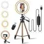 10.2" Selfie LED Ring Light with Adjustable Tripod Stand & Phone Holder for iPhone Samsung Android,Remote Control Ringlight Beauty Lamp for Makeup/Live Stream/Photography/YouTube/TikTok/Shoot Vedio