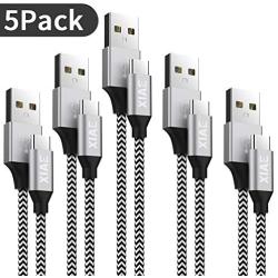 USB C Cable,XIAE 5Pack (3/3/6/6/10FT) Nylon Braided Fast Charging Cable Aluminum Housing Compatible with Samsung Galaxy S10 S9 Note 9 8 S8 Plus,LG V30 V20 G6,Google Pixel,Huawei P30/P20-Black&White