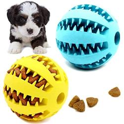 Youngever 2 Pack Dog Ball Toys for Pet Tooth Cleaning, Chewing, Fetching, IQ Treat Ball Food Dispensing Toys