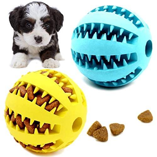 Youngever 2 Pack Dog Ball Toys for Pet Tooth Cleaning, Chewing, Fetching, IQ Treat Ball Food Dispensing Toys