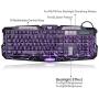 Gaming Keyboard Gaming Backlight Keyboard LED Russian/English Layout USB Wired Colorful Breathing Waterproof for Desktop Laptop Office Keyboard (Color : English Crack)