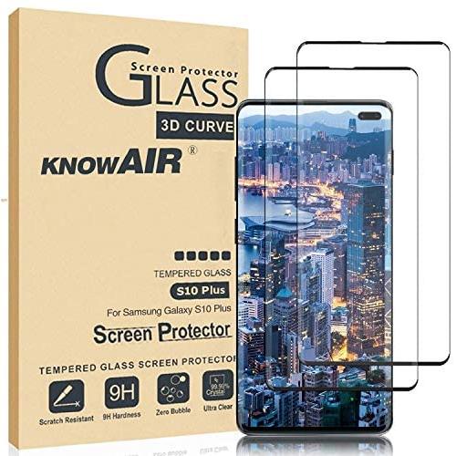 KNOWAIR Galaxy S10 Plus Screen Protector,Full Coverage Tempered Glass[2 Pack][High Definition][Designed for Ultrasonic Fingerprint] Tempered Glass Screen Protector Suitable for Galaxy S10 Plus