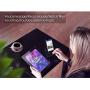 Emoly Adjustable Cell Phone Stand, 2020 Aluminum Desktop Cellphone Stand with Anti-Slip Base and Convenient Charging Port, Fits All Smart Phones (Black)