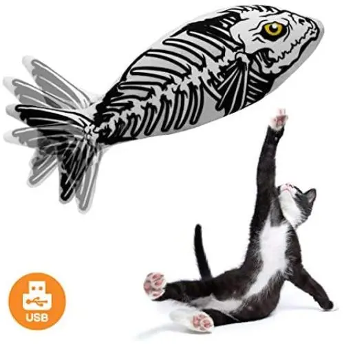 Beewarm Electric Flopping Cat Kicker Fish Toy, Realistic Flopping Fish, Wiggle Fish Catnip Toys, Motion Kitten Toy, Plush Interactive Cat Toys, Fun Toy for Cat Exercise