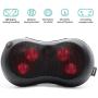 Naipo Shiatsu Massage Pillow Back Neck Massager with Heat Kneading for Shoulders, Lower Back Pain, Full Body, Legs, Foot Use at Home, Office, and Car, Black